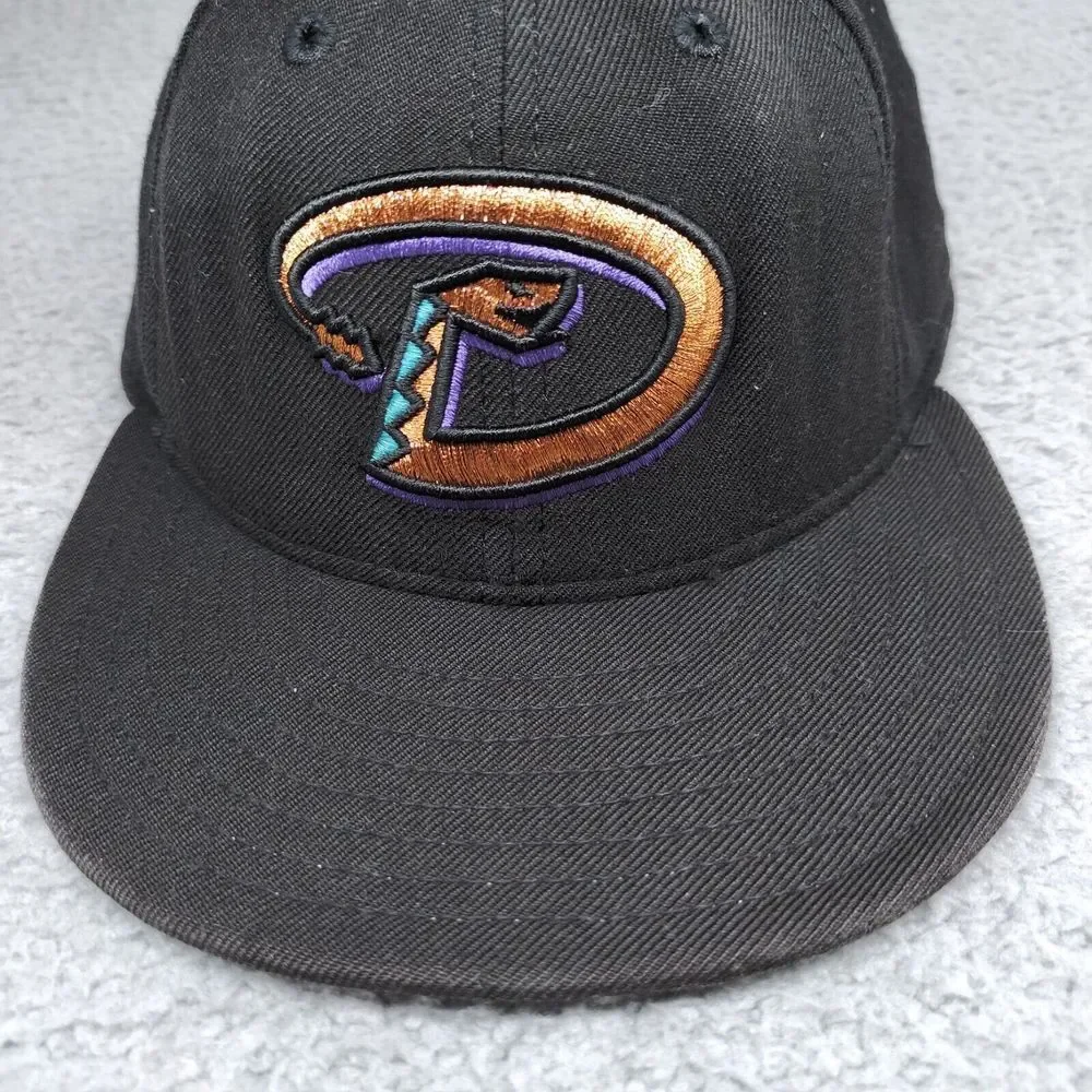 Vintage New Era Arizona Diamondbacks Baseball Hat Black Fitted 7 1/8 100% Wool